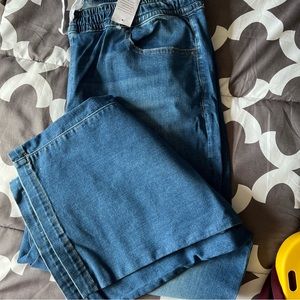 Lane Bryant jeans size 22 wide leg elastic waist with ties. Brand new with tags